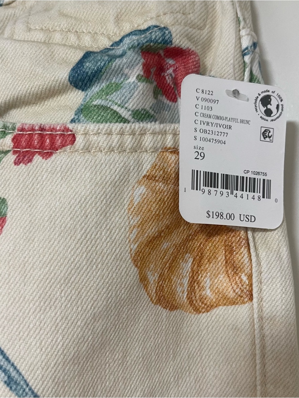 Wide-Leg Tea Party Print Jeans — Cream - Picture 9 of 13